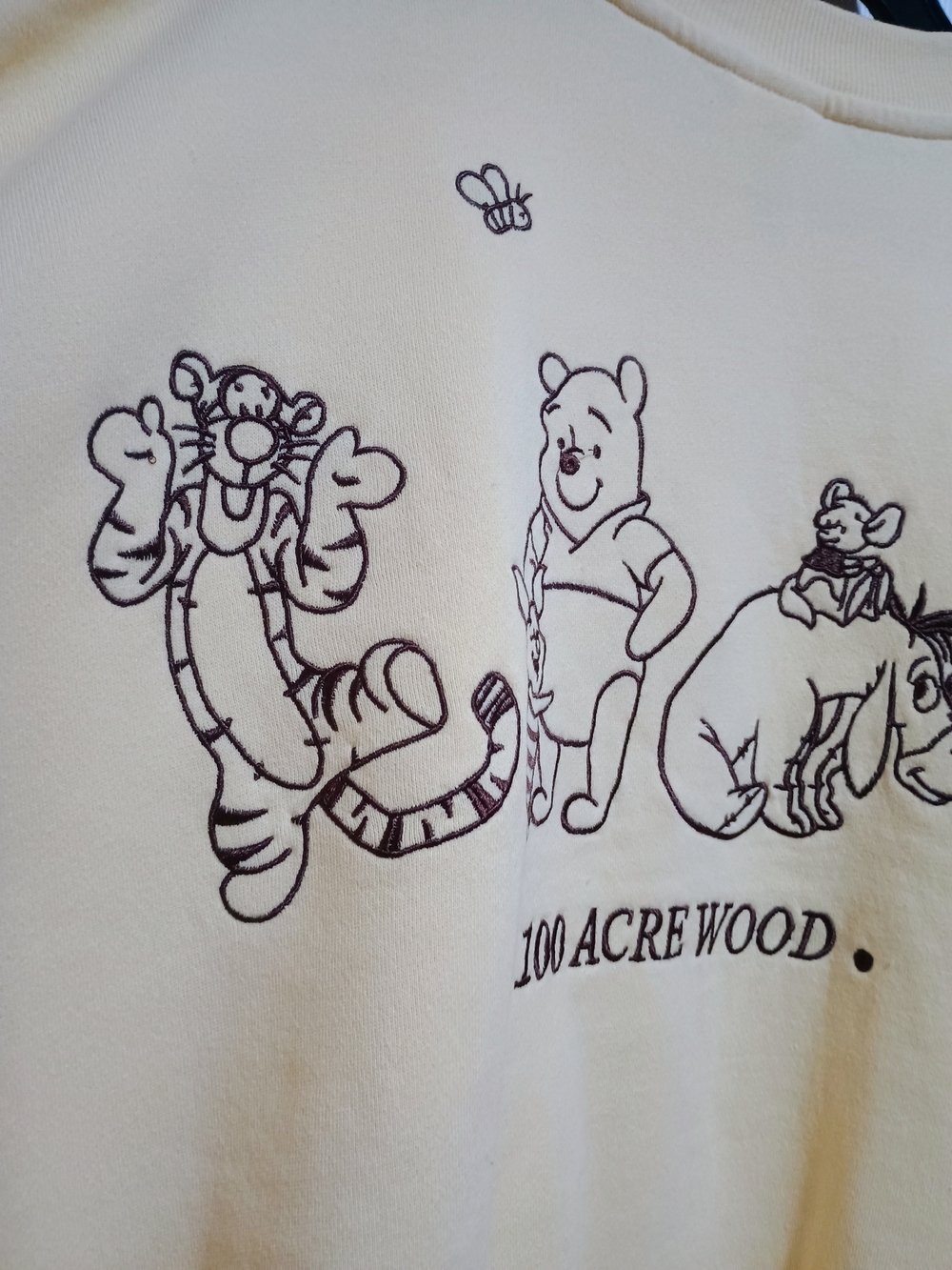 New Winnie The Pooh 100 Acre Woods All Characters Embroidered Yellow/Brown Large - Picture 3 of 10
